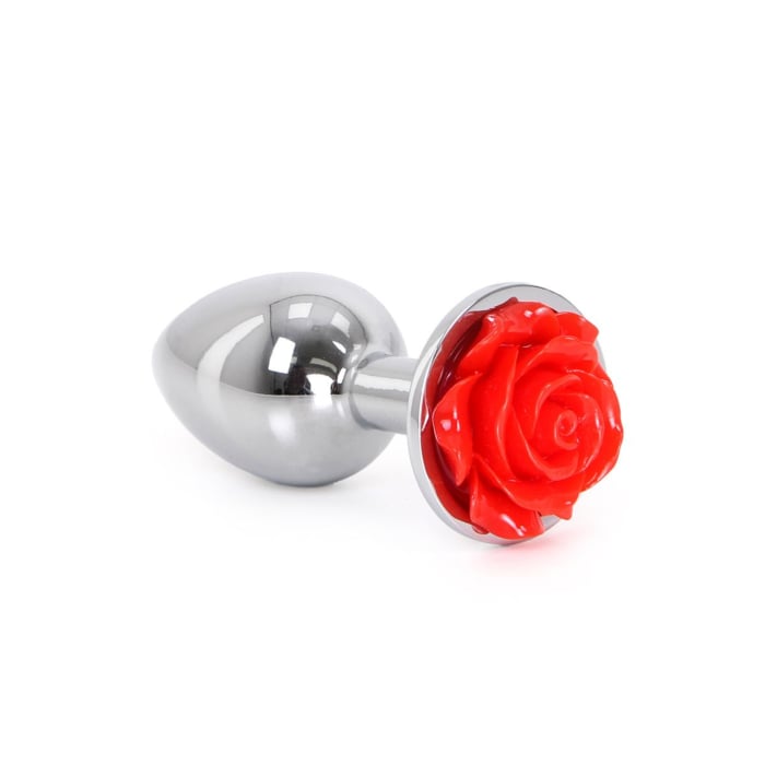 Kiotos Butt Plug with Red Rose - Πρωκτική Σφήνα Αλουμινίου με Κόσμημα