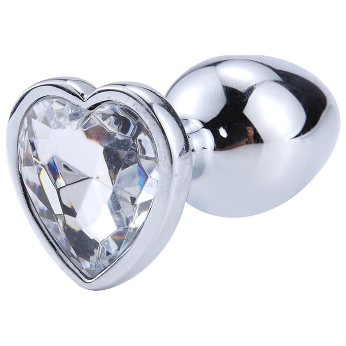 Butt plug with diamond heart clear MEDIUM
