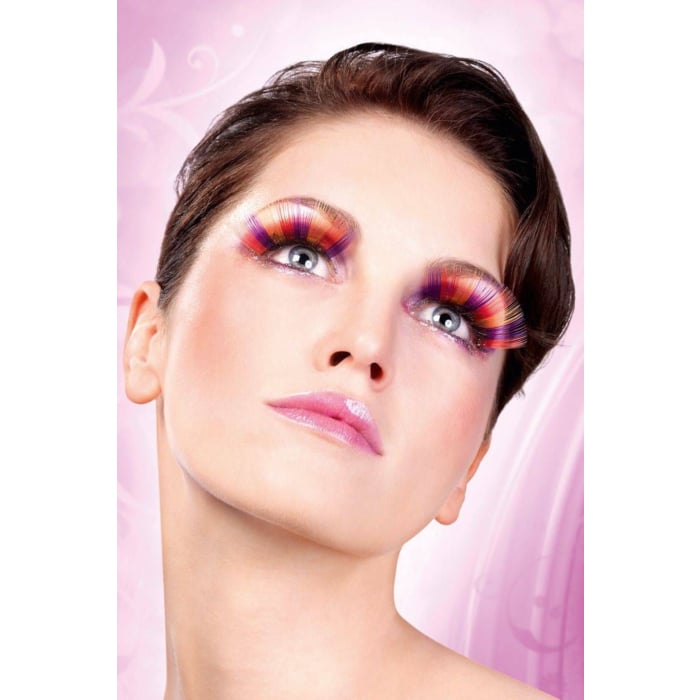 Purple-Orange-Yellow Glitter Eyelashes