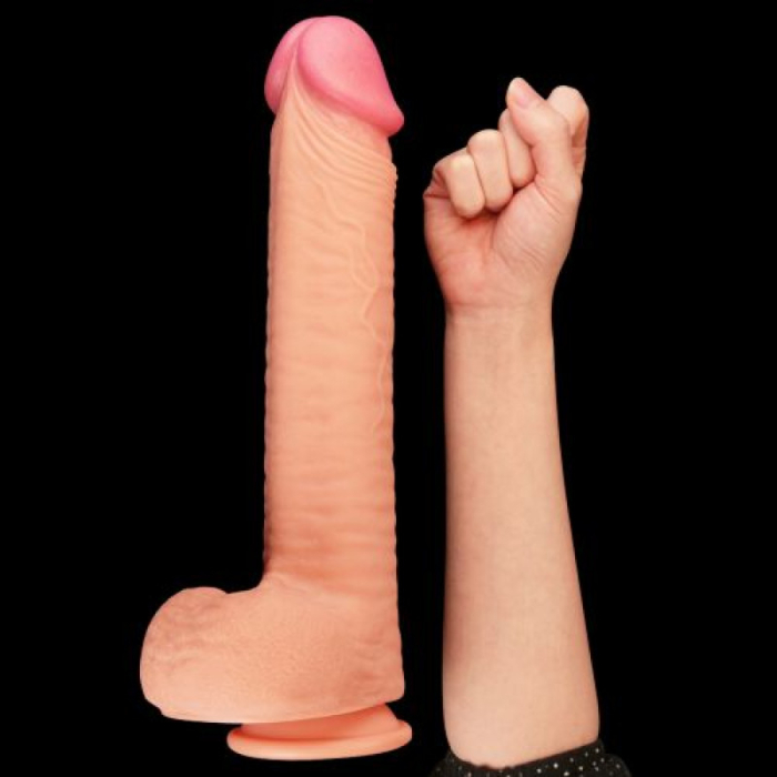Μεγάλο Ομοίωμα Πέους Σιλικόνης Big Trouble Dual-Layered Dildo 30 cm (Flesh)- Lovetoy