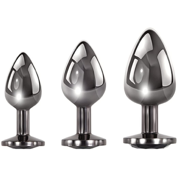 3 Piece Metalic Buttplug Black