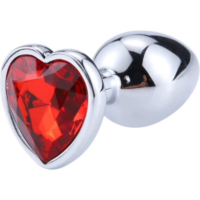 Butt plug with diamond heart red Medium