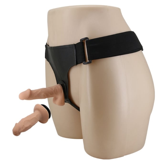 Strap-On, PU&Plastic Strap ,Double mini TPR Dildos