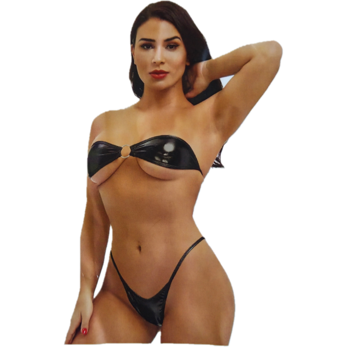 Sexy Solid Tube Top Bikini Swimsuit Black