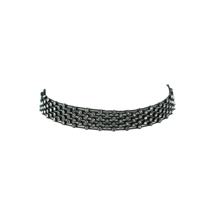 4 Layer Diamante Stone Mesh Cord Choker