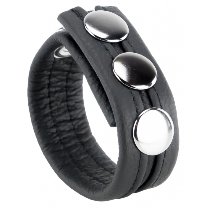 Cock Ring 3 Buttons Black - Δαχτυλίδι Πέους από Vegan Δέρμα