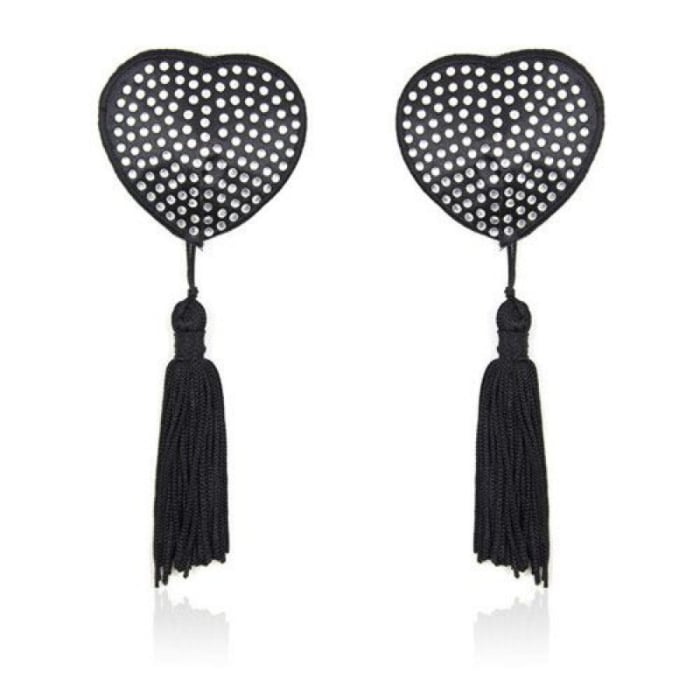 Αυτοκόλλητα - Καλύμματα Θηλών Heart Shine Nipples Tassels (Silver)