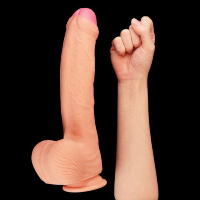 Ρεαλιστικό XXL Ομοίωμα Πέους Lovetoy 11" Dual Layer Platinum Silicone