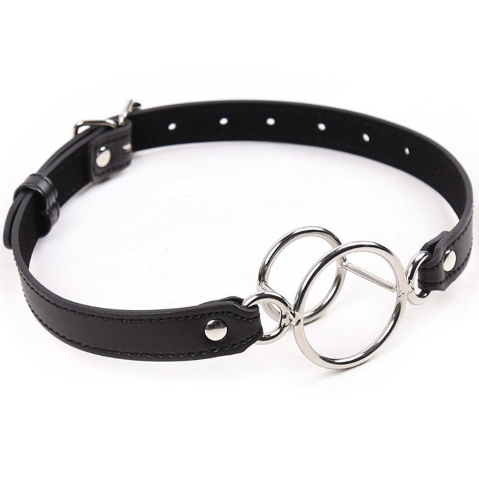 Double Metal Ring Mouth Gag Black
