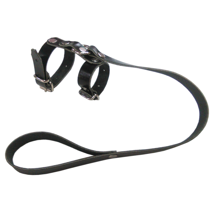 Δέρμα BDSM Cock and ball Ring with leash-2002647