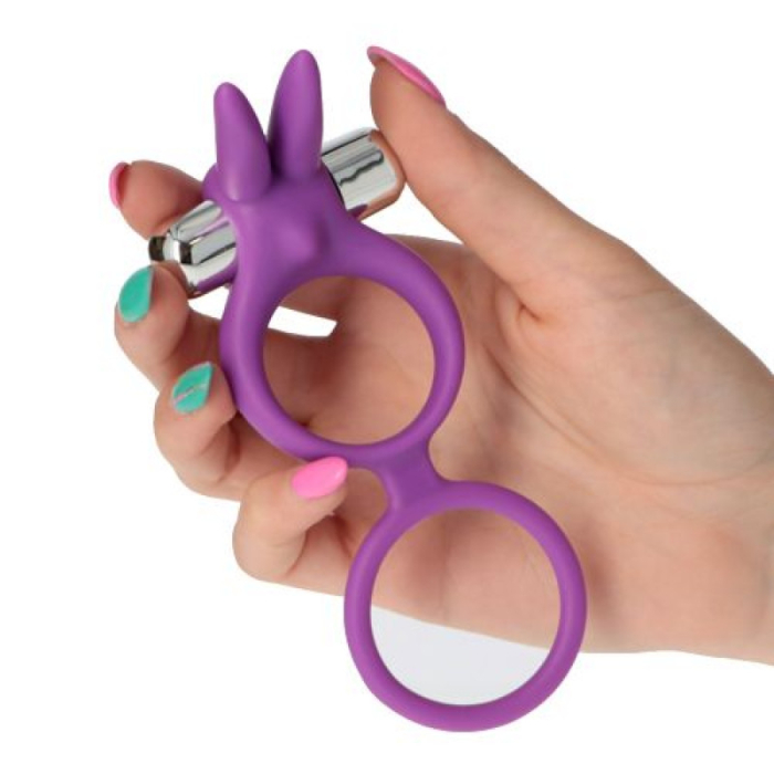 Δονούμενο Δαχτυλίδι Πέους Timeless Dual Cock Ring με Μασάζ Λαγουδάκι (Μωβ) - Toyz4Lovers