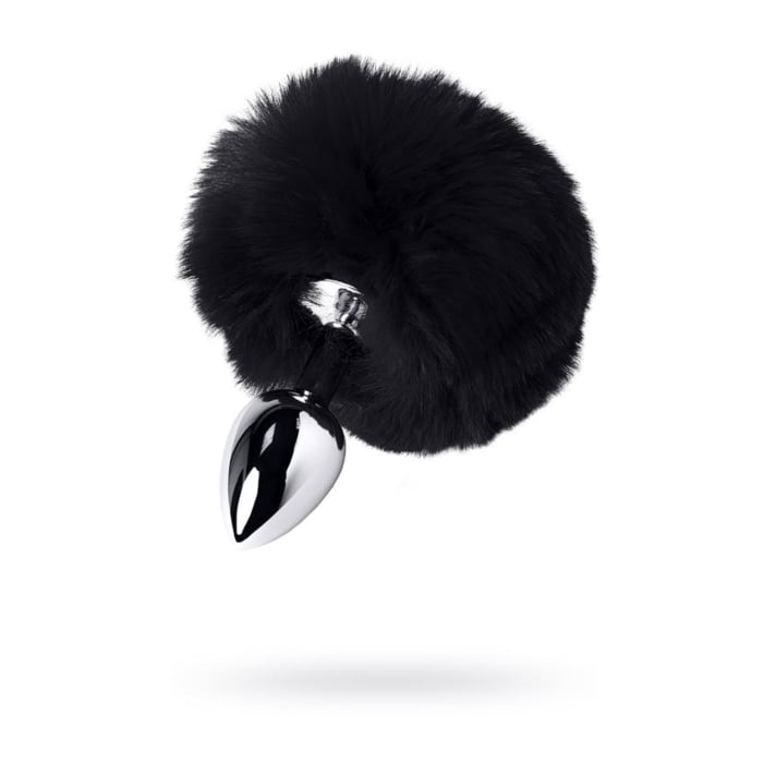 Μεταλλική Πρωκτική Σφήνα Butt Plug Faux Fur (Μαύρη)