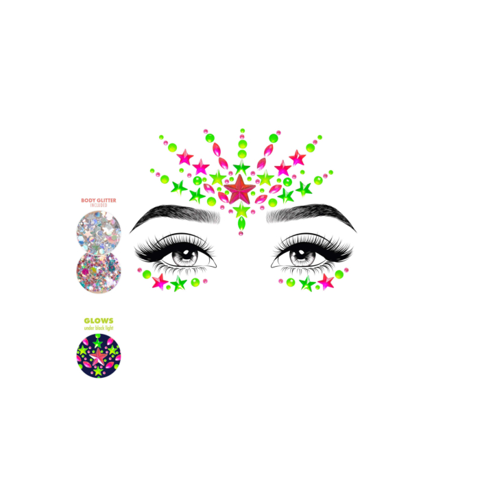 Αυτοκόλλητο Προσώπου Vibe Neon Face Jewel