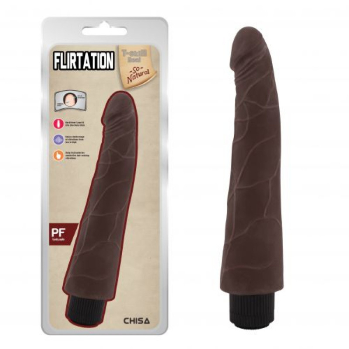 Ρεαλιστικός Δονητής Flirtation Vibrating Dildo 24 cm (Brown) - Chisa