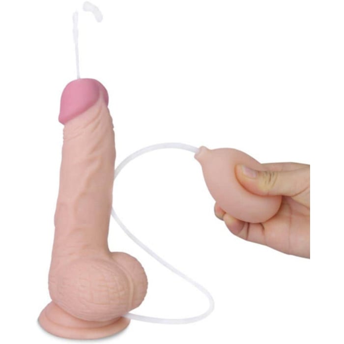 Lovetoy Soft Ejaculation Cock With Balls 20 cm - Flesh Dildo Εκσπερμάτισης