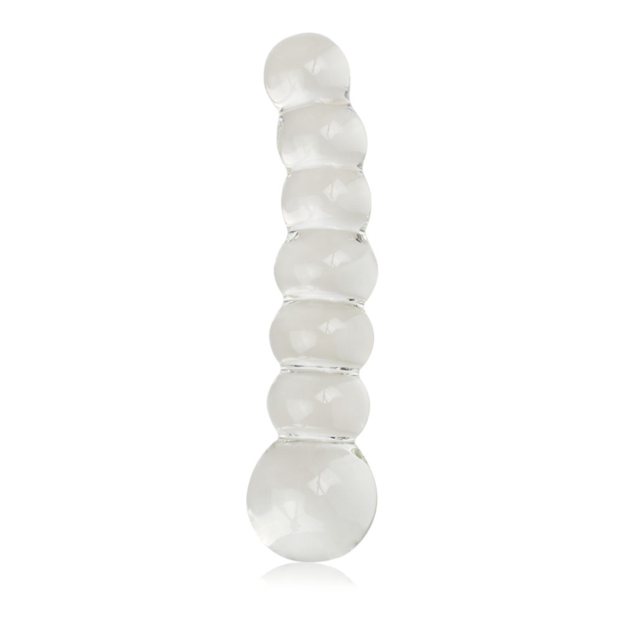 Γυάλινη Πρωκτική Σφήνα Glass Romance Classic Beaded Butt Plug Διάφανη - Lovetoy