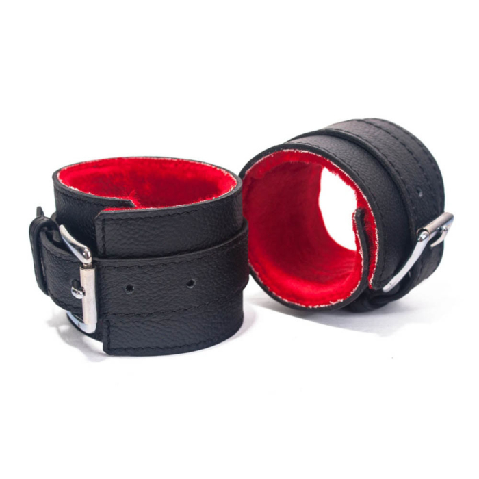 HAND CUFFS GRAIN LEATHER ΜΑΥΡΕΣ