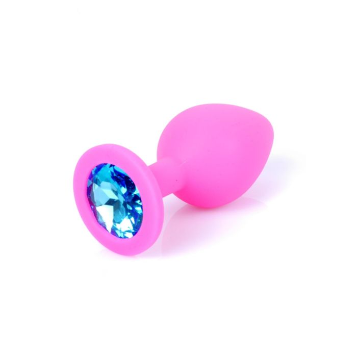 Jewellery Butt Plug Silicone Pink Medium - Blue Diamond