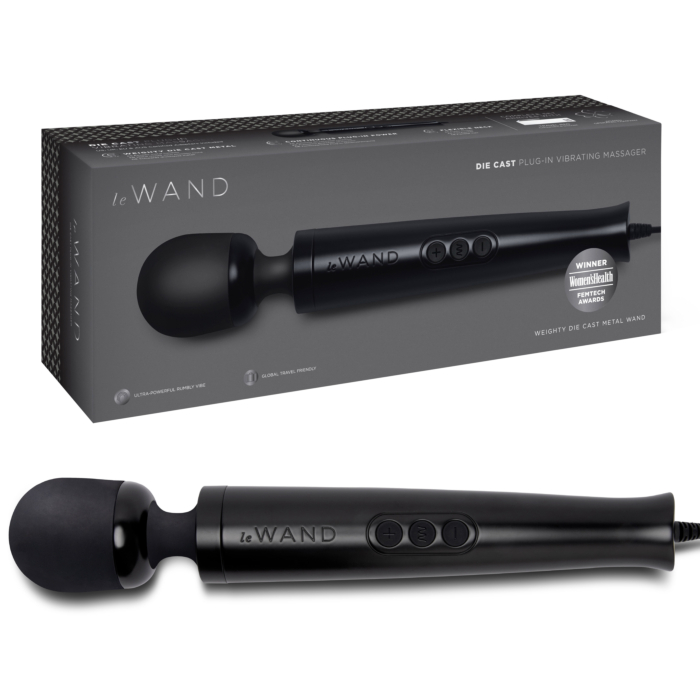 Le Wand Die Cast Plug-In Vibrating Massager - Black