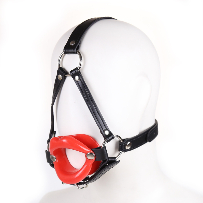 Lips Gag With Heard Harness Red