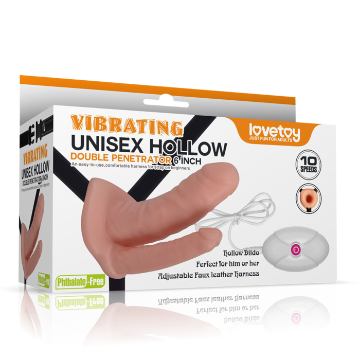 Vibrating Unisex Hollow Double Strap On