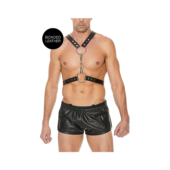 Men's Harness With Metal Bit - One Size - Black