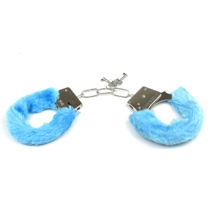 Metal Furry Handcuffs Blue