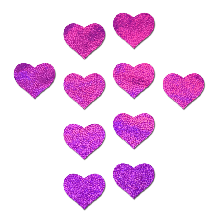 Αυτοκόλλητα - Καλύμματα Θηλών Mini Pink Holographic Hearts (10) 