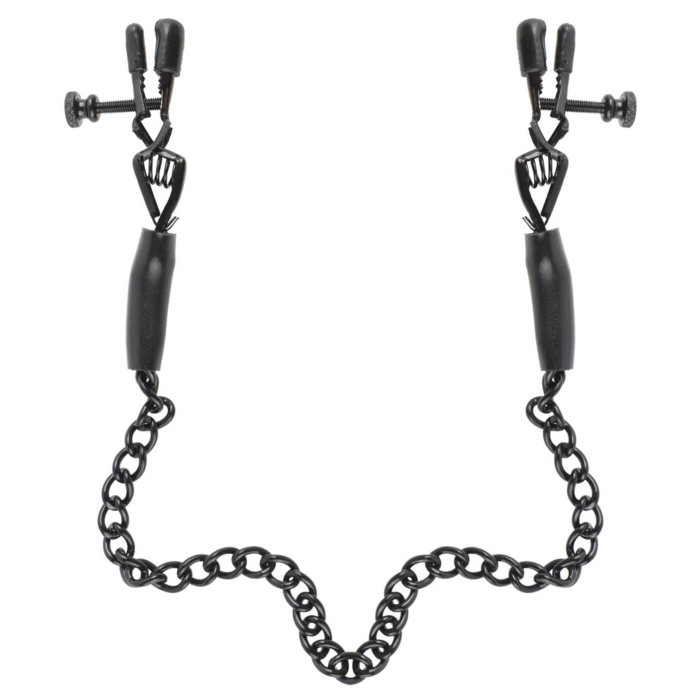 Fetish Fantasy Adjustable Nipple Chain Clamps Black OS
