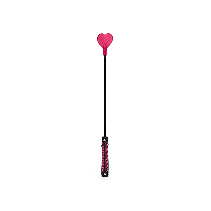 "Polished leather (nubuk) crop with stitched handle pink 63cm