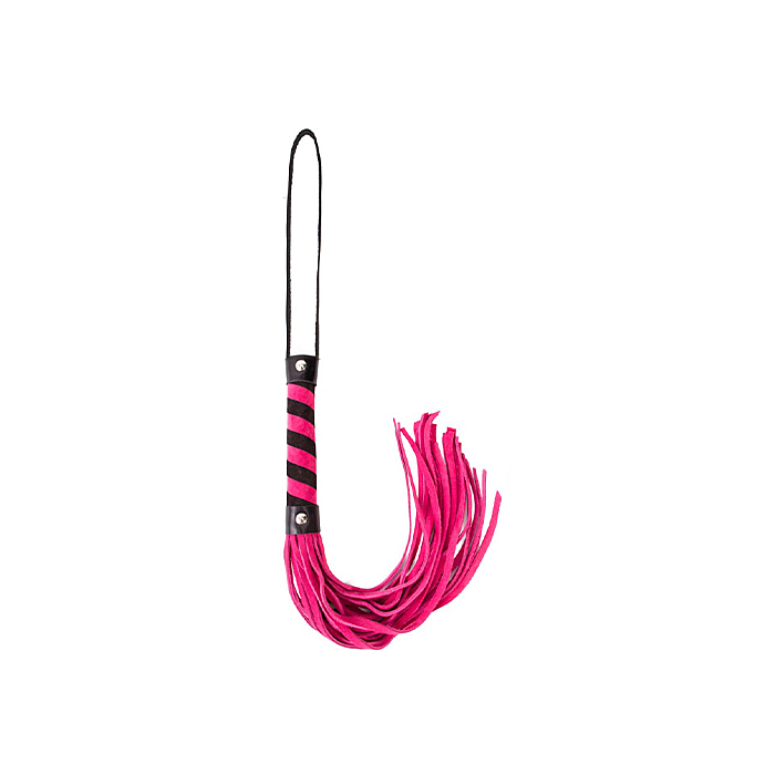 Μαστίγιο Twisted Handled Leather Whip Μαύρο/Ροζ - Angel Touch