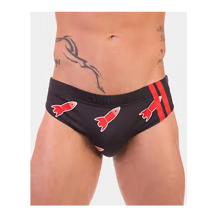 Space Rocket Swim Brief Black