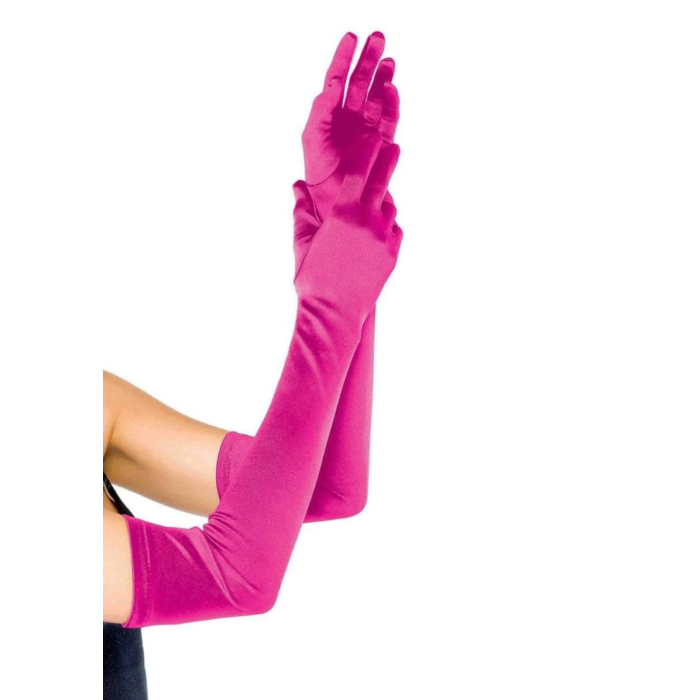 Extra Long Satin Gloves Fuchsia