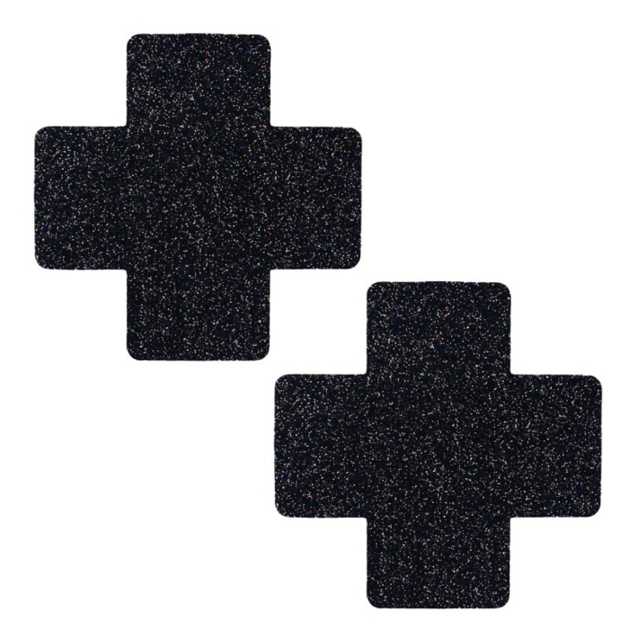 Glitter Cross Nipple Pasties Stickers Black