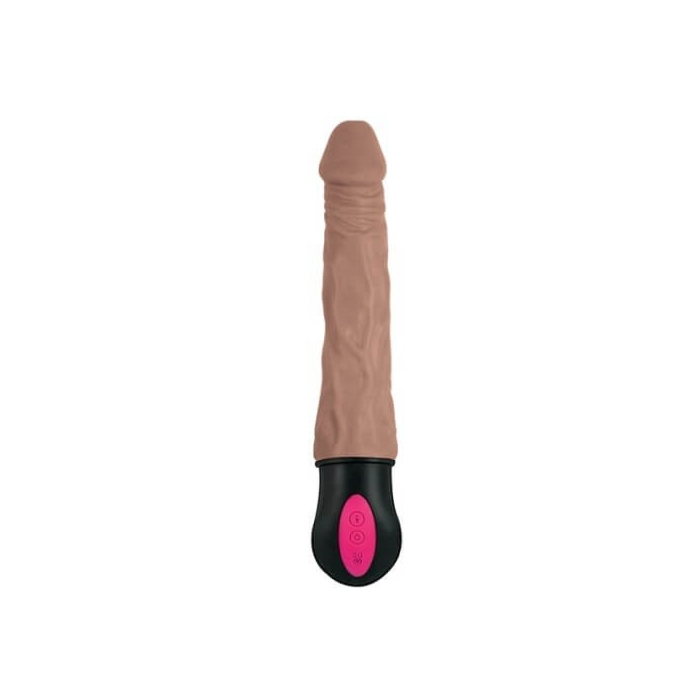 Realistic Warming and Vibrating Dildo 18 cm - Brown Επαναφορτιζόμενος Δονητής Πολυτελείας