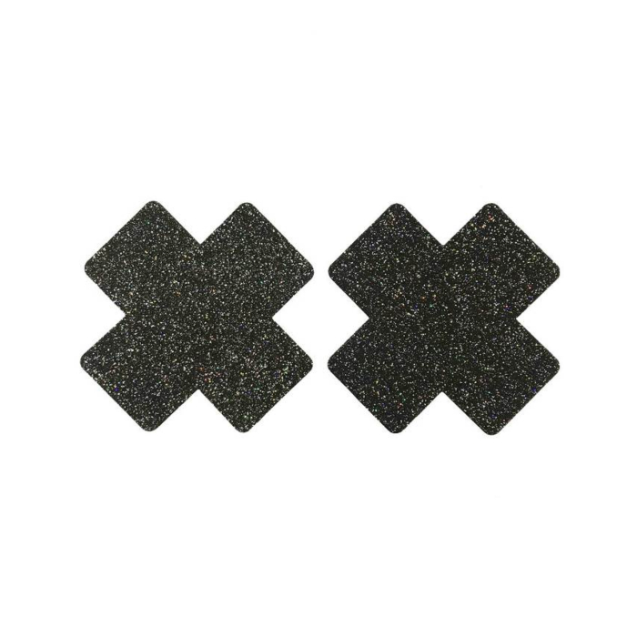 Black Glitter Cross Nipple Cover