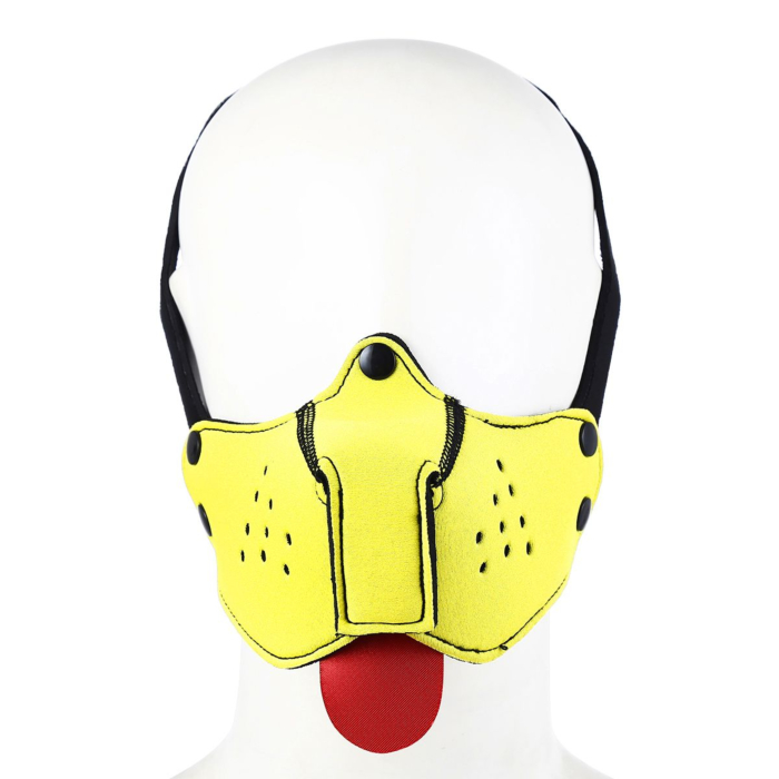BDSM Μάσκα Σκυλάκι Neoprene με Φίμωτρο - Κίτρινη