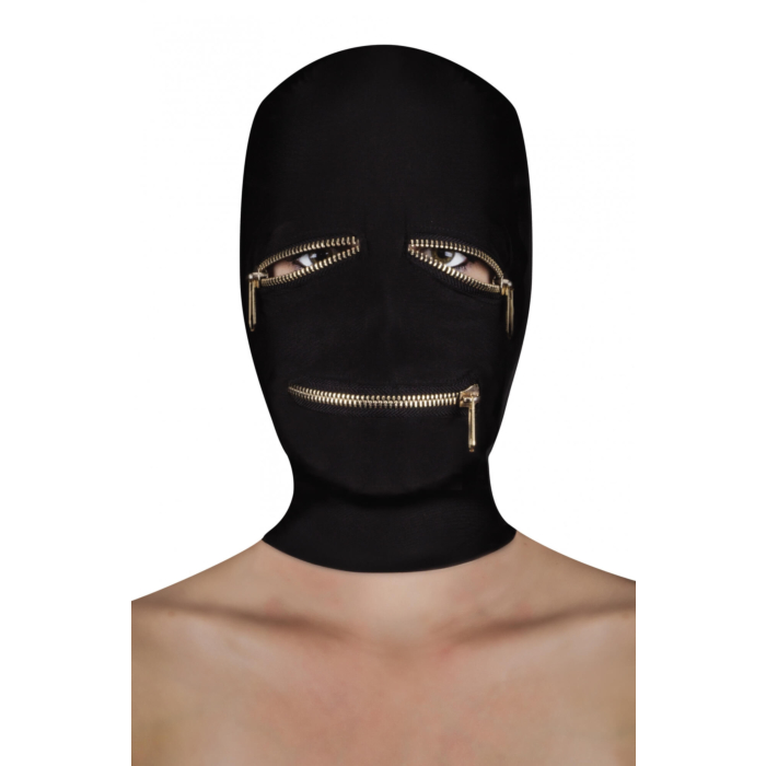 Μαύρη κουκούλα της Ouch Extreme Zipper Mask με Μάτια και Στόμα (Μαύρο)