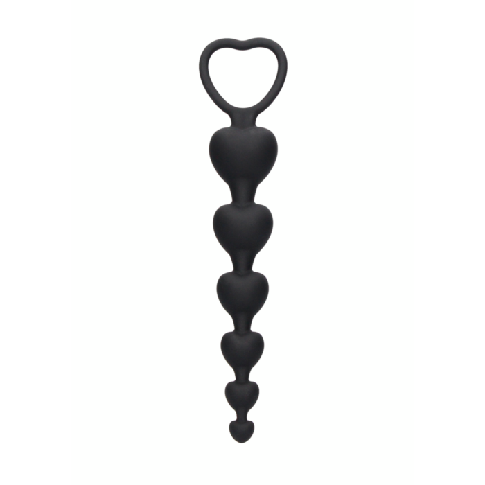 Ouch Anal Heart Beads - Black