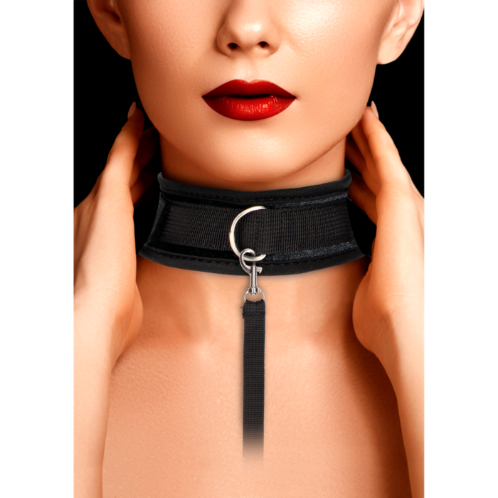 Ouch Velvet & Velcro Adjustable Collar with Leash