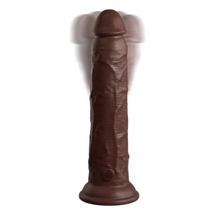 9" Vibrating Silicone Dual Density Cock with Remote Brown