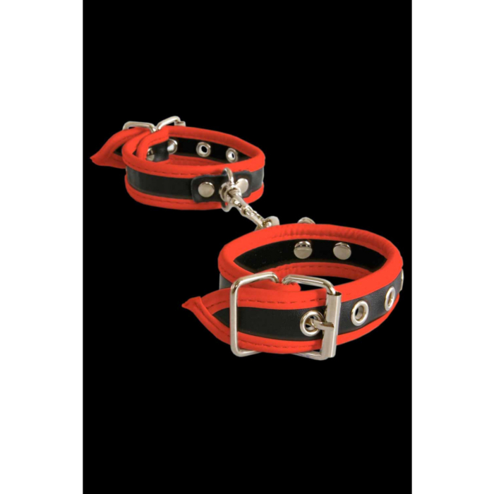Leatherlook Black-Red handcuffs