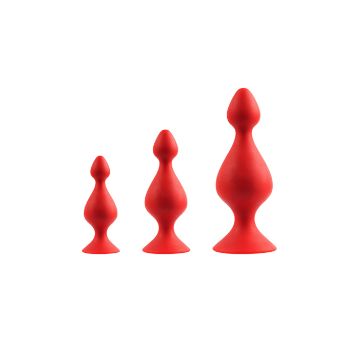 Πρωκτικές Σφήνες 3-Piece Anal Pawn Butt Plug Set (Κόκκινες) - Menzstuff