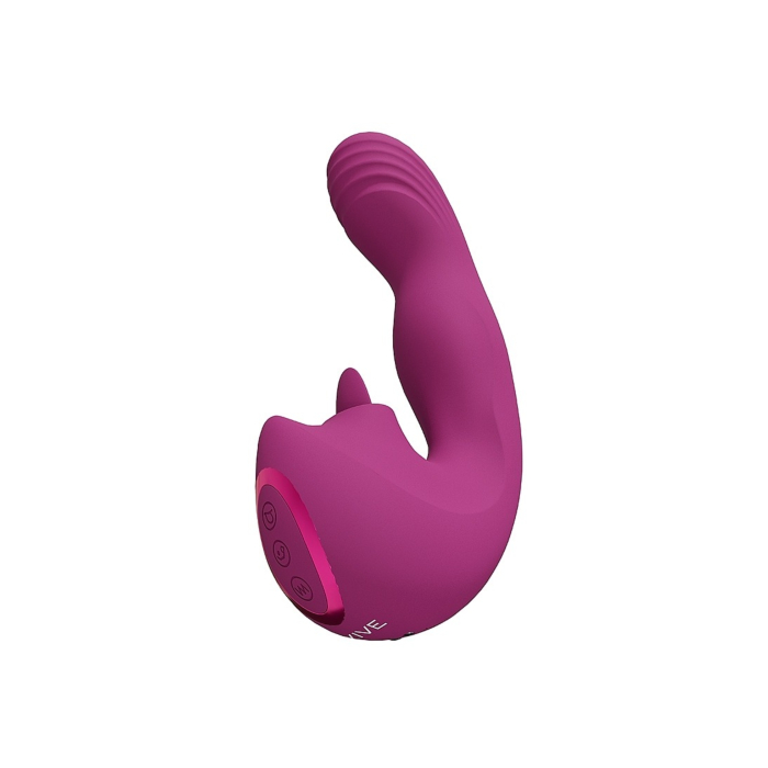 Yumi - Rechargeable Triple Motor - G-Spot Finger Motion Vibrator and Flickering Tongue Stimulator - Pink Red *bulk