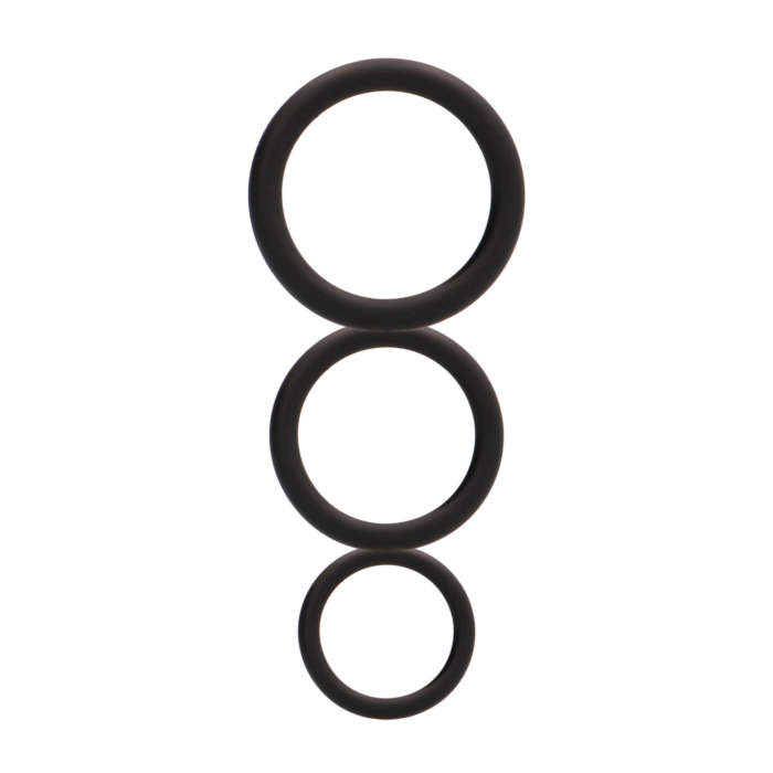 Round Cock Ring Set - Black