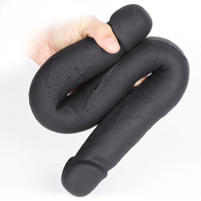 Silicone Double Ended Dildo Black 39cm (S)