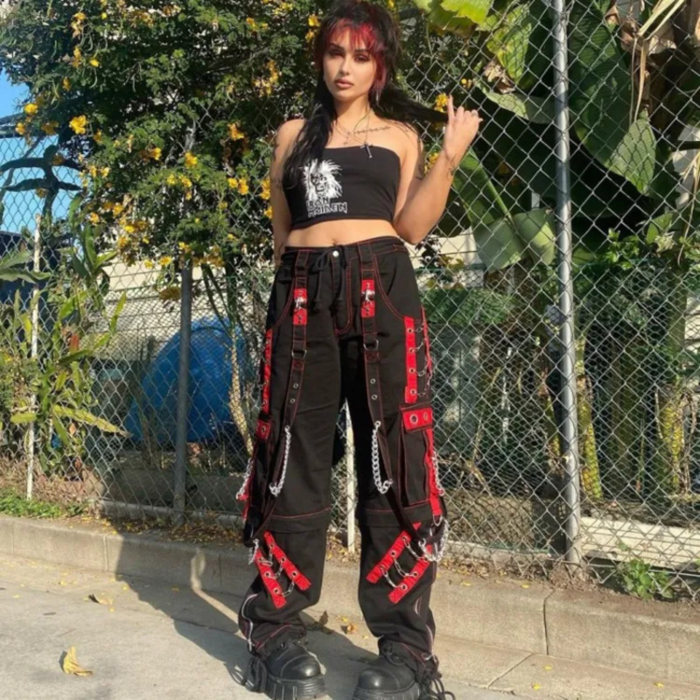Women’s Gothic Style Casual Chain Pants