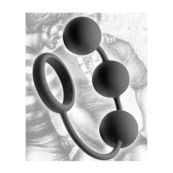 Tom of Finland Silicone Cock Ring with 3 Weighted Balls