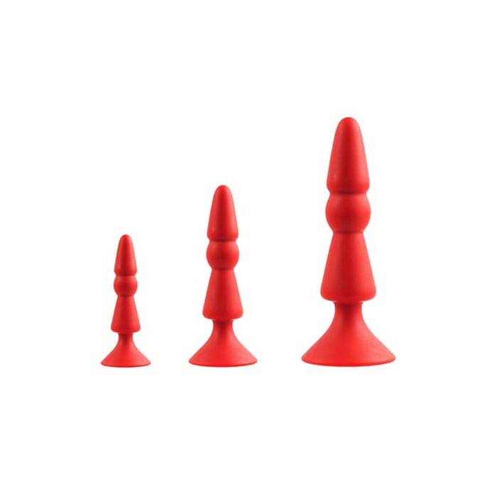 Πρωκτικές Σφήνες 3-Piece Anal Cone Butt Plug Set (Κόκκινες) - Menzstuff