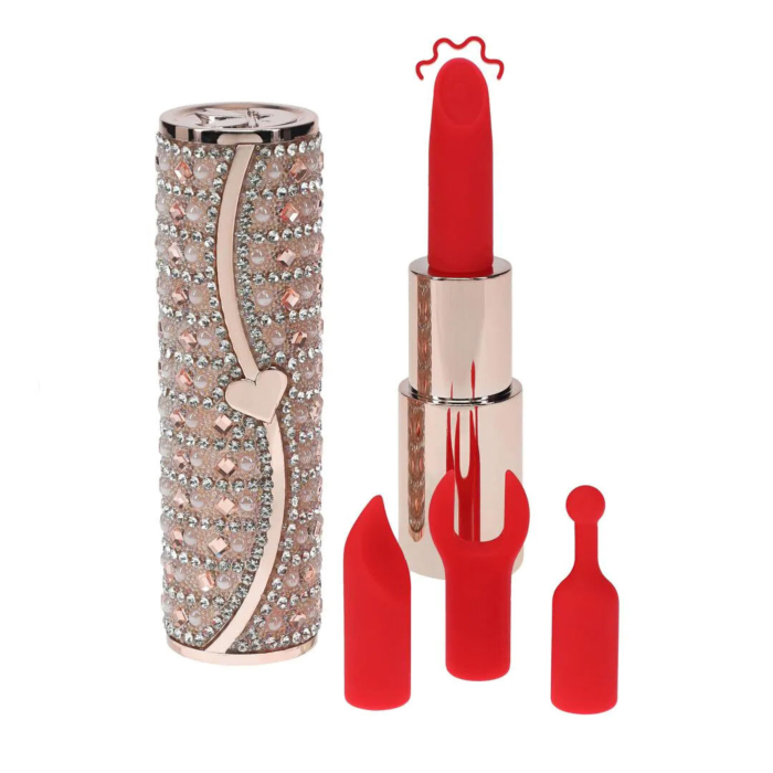 Tiffany - Lipstick Vibrator with 4 Attachments - Pink